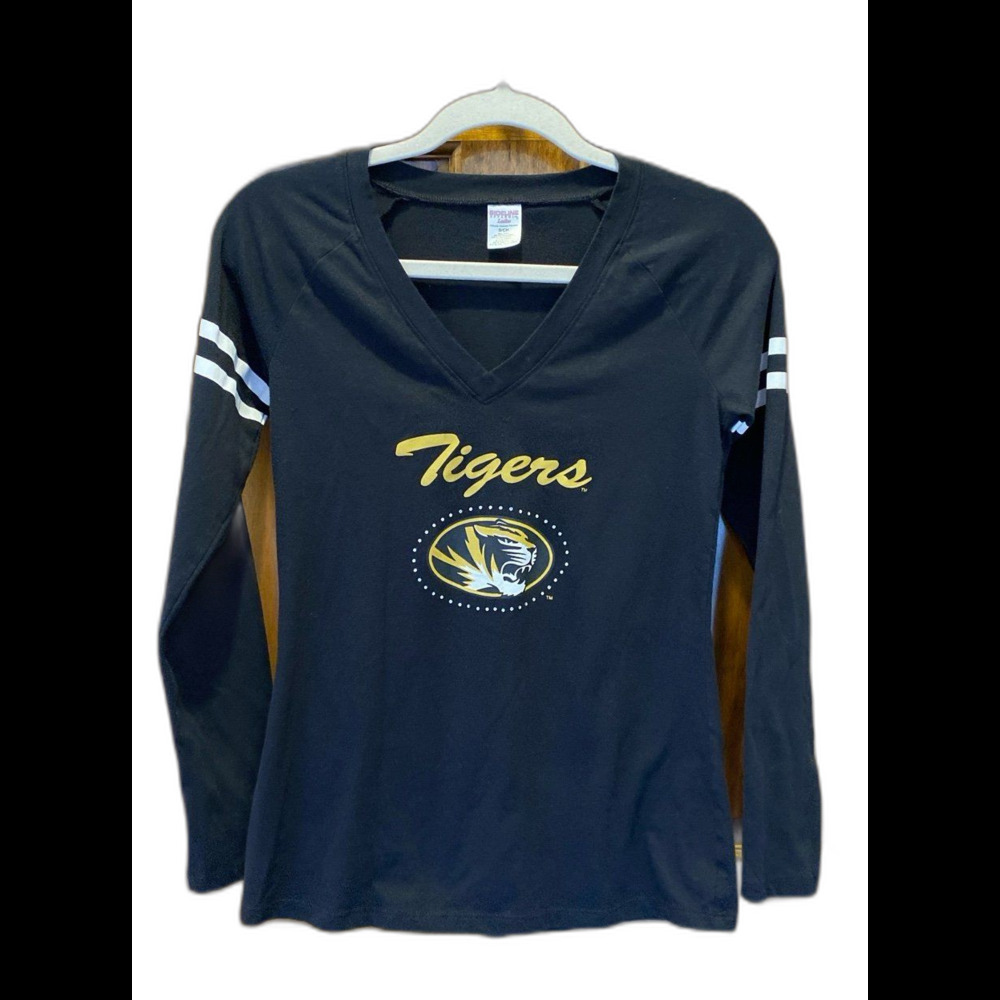 Sideline Apparel T Shirt Missouri Tigers Top Sz Small Black Blouse MIZZOU Emblem